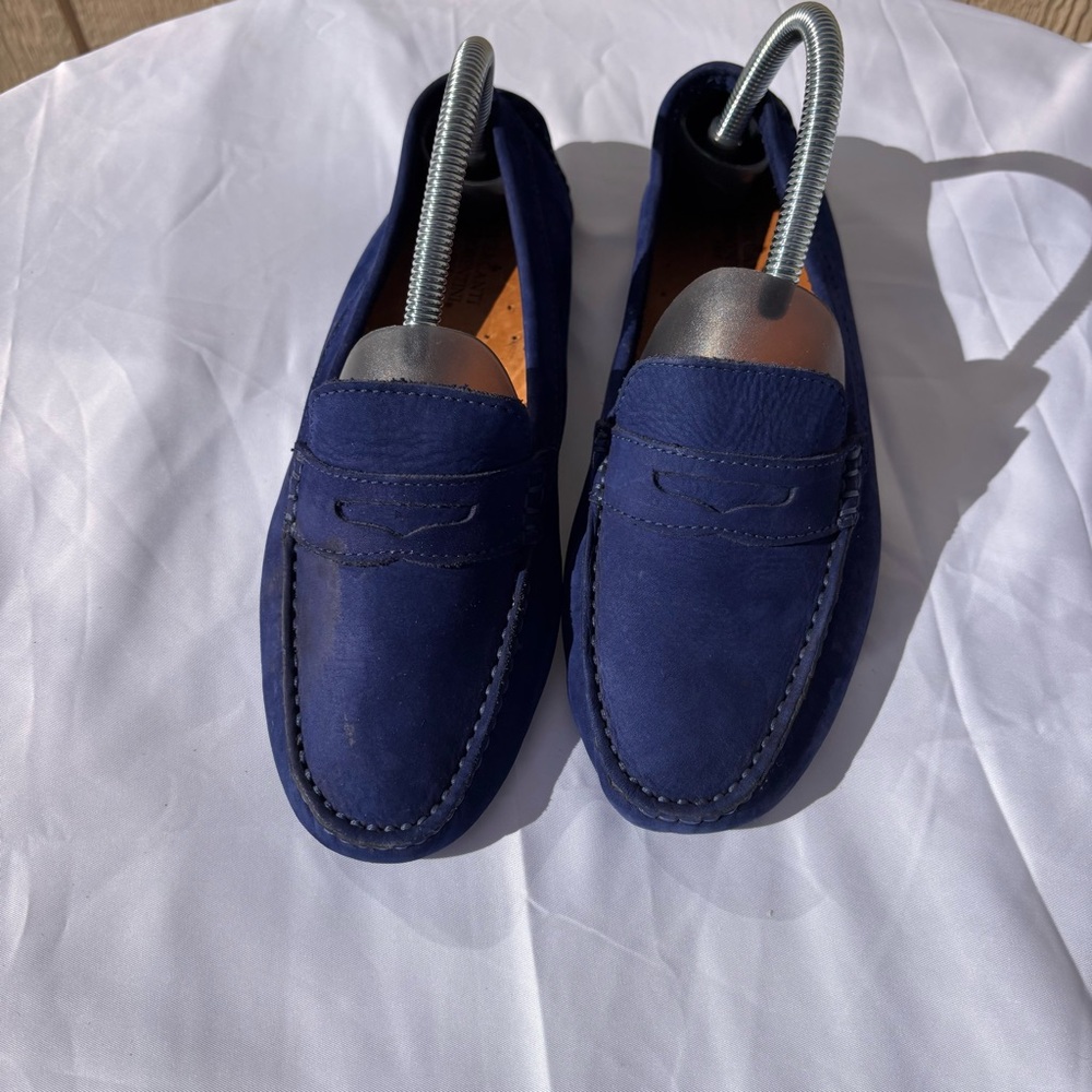 Mercanti Fiorentini Womens Blue Suede Driving Moccasin Loafers Shoes